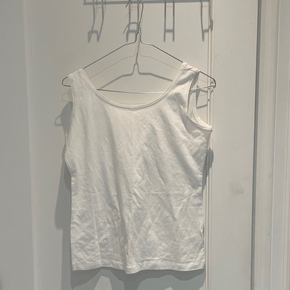 Talbots Classic Cotton and Modal White Tank Top 👵MT